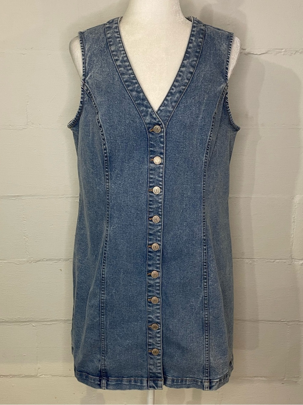Frye Blue Denim Button-Front Mini Dress